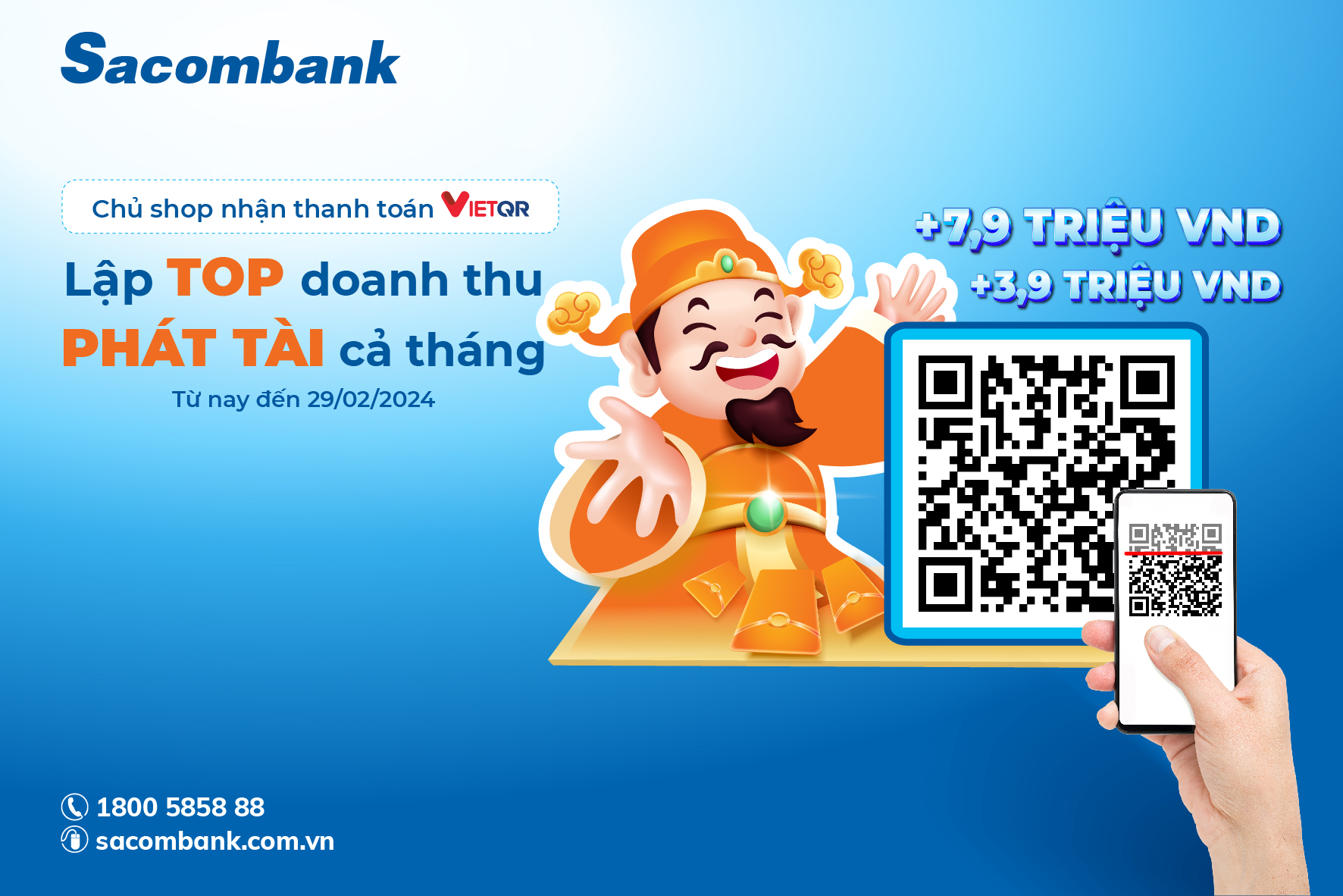 Chủ hộ kinh doanh mở mã VietQR để nhận thưởng lớn từ Sacombank