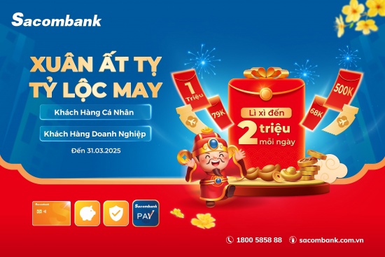 Khai xuân mới 2025, Sacombank trao 'Tỷ lộc may' tri ân khách hàng